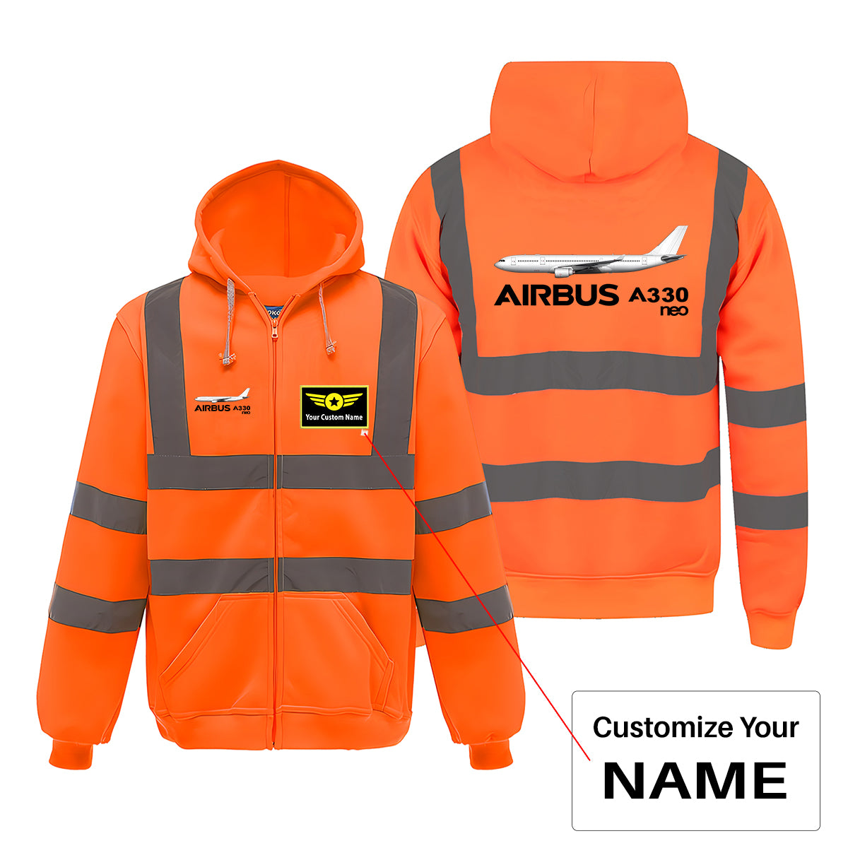 The Airbus A330neo Designed Reflective Zipped Hoodies