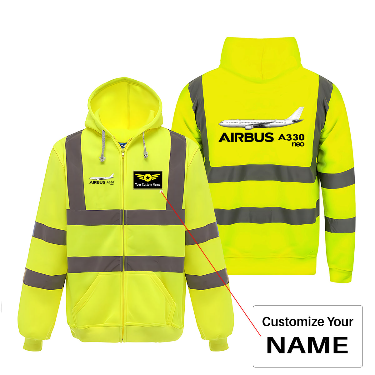 The Airbus A330neo Designed Reflective Zipped Hoodies