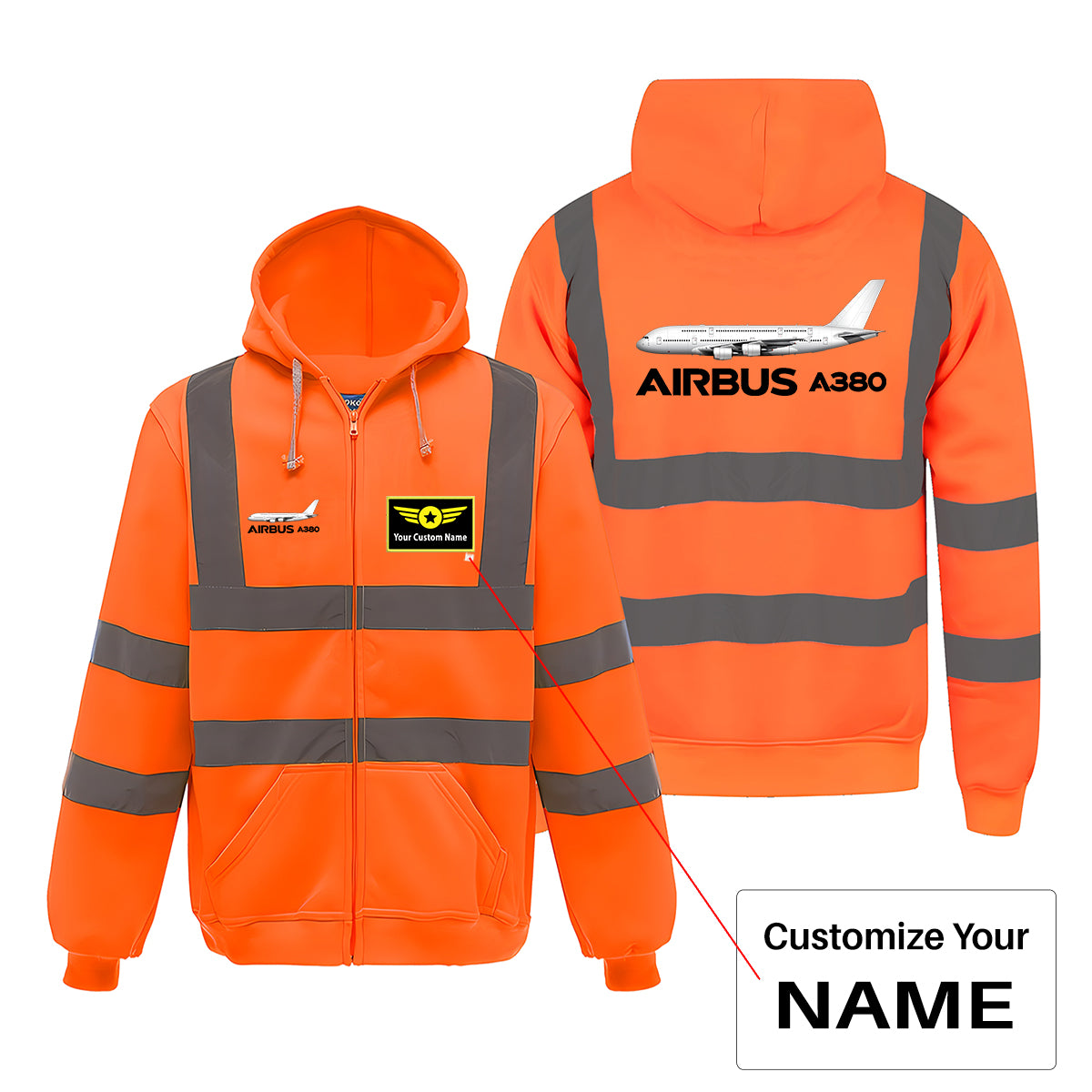 The Airbus A380 Designed Reflective Zipped Hoodies