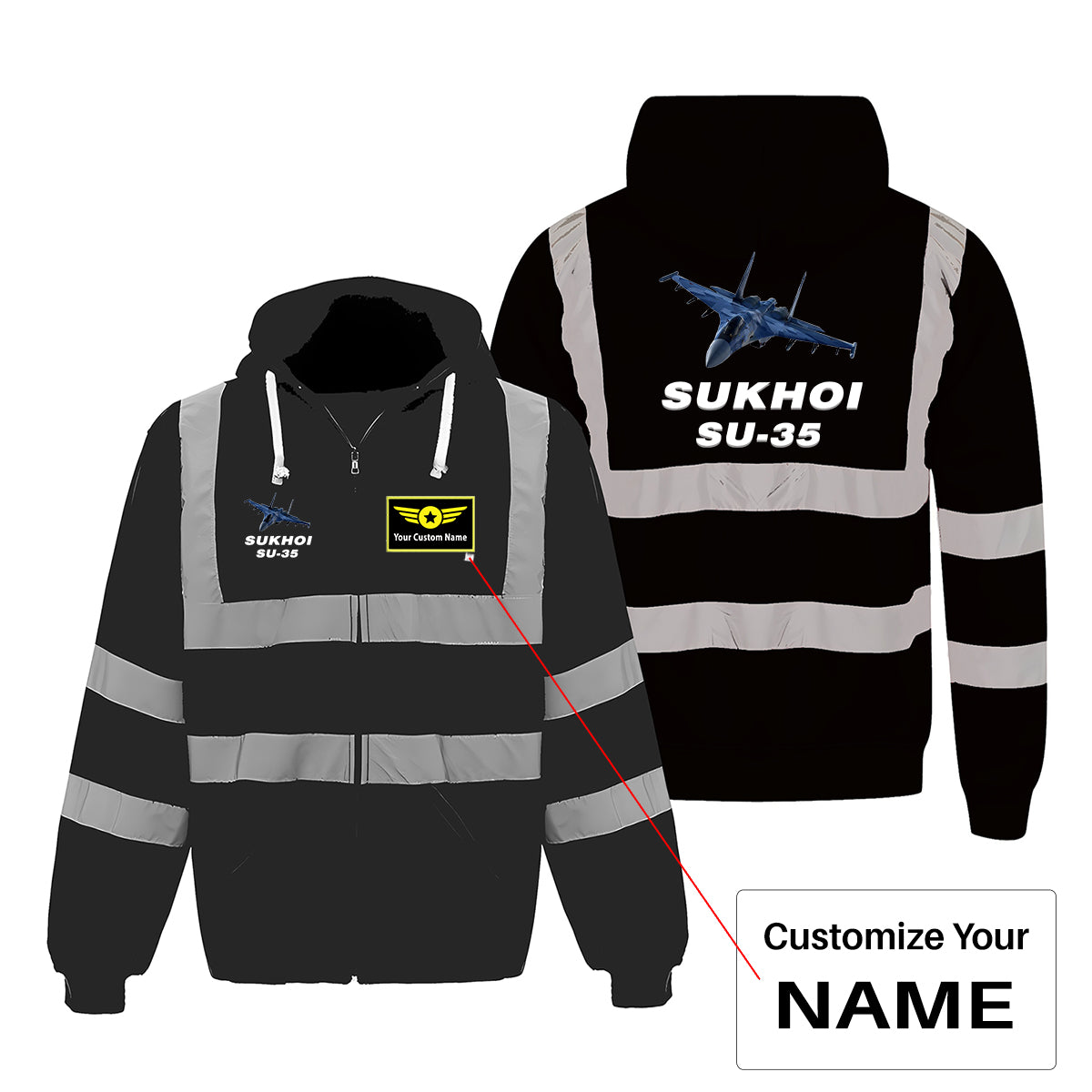 The Sukhoi SU-35 Designed Reflective Zipped Hoodies