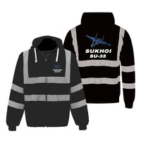 Thumbnail for The Sukhoi SU-35 Designed Reflective Zipped Hoodies