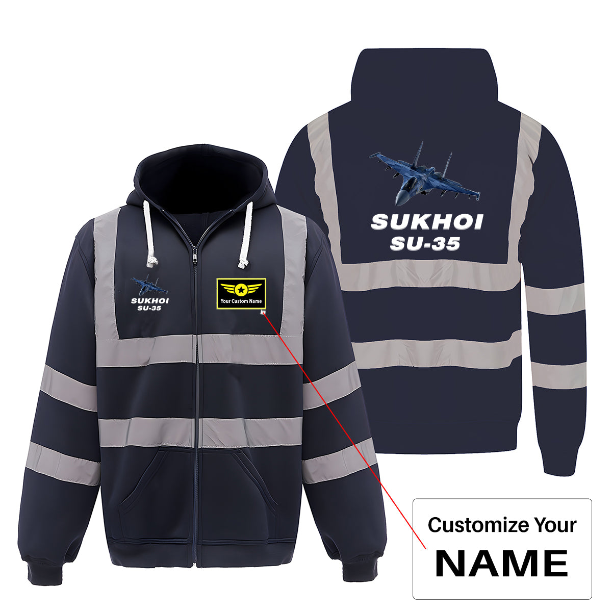 The Sukhoi SU-35 Designed Reflective Zipped Hoodies