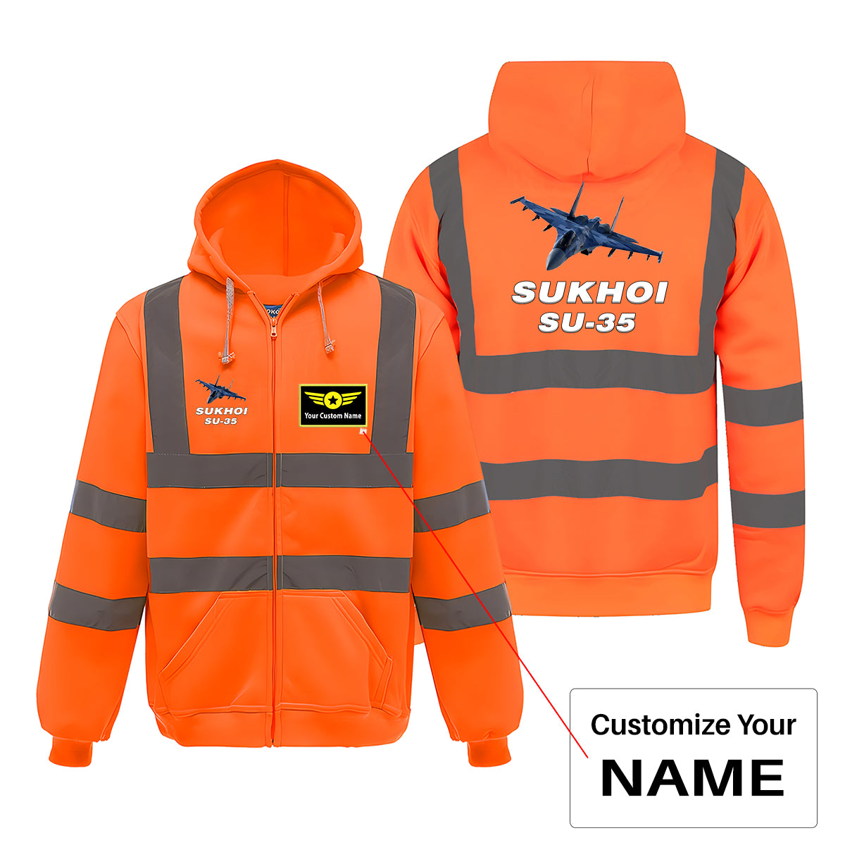 The Sukhoi SU-35 Designed Reflective Zipped Hoodies