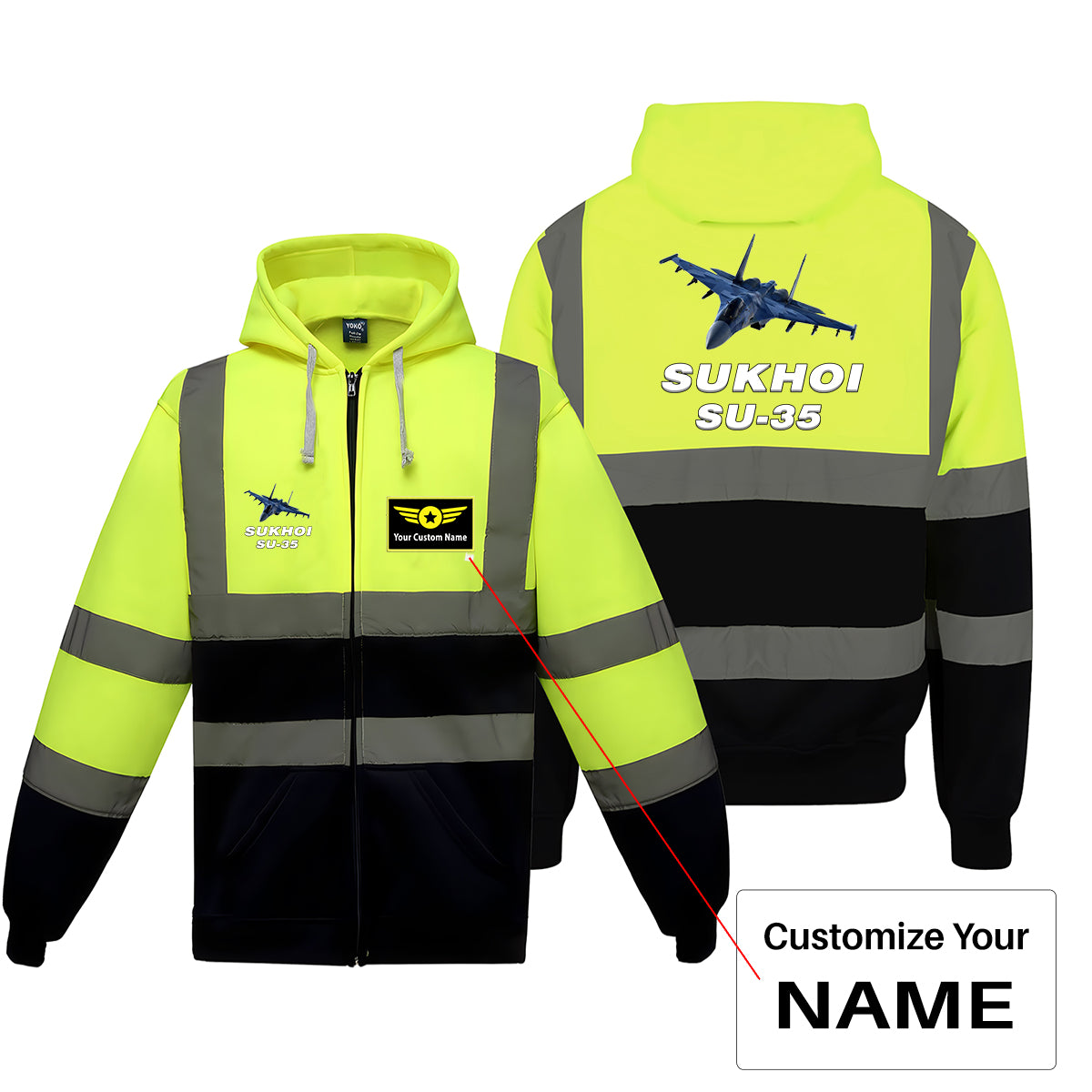 The Sukhoi SU-35 Designed Reflective Zipped Hoodies