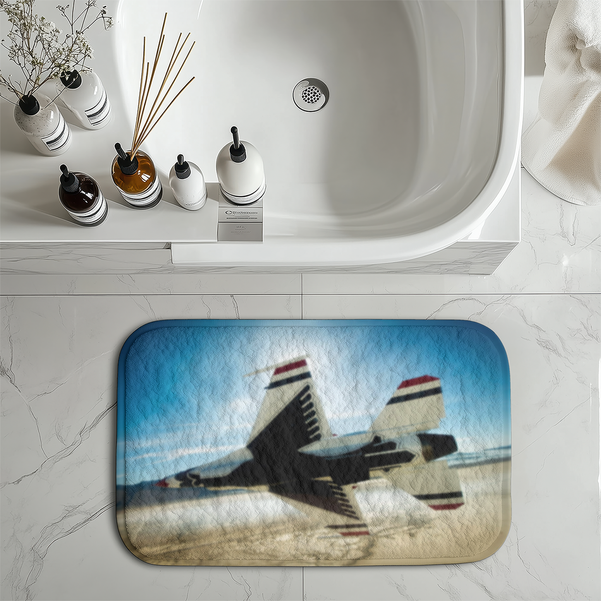 Turning Right Fighting Falcon F16 Designed Bath Mats