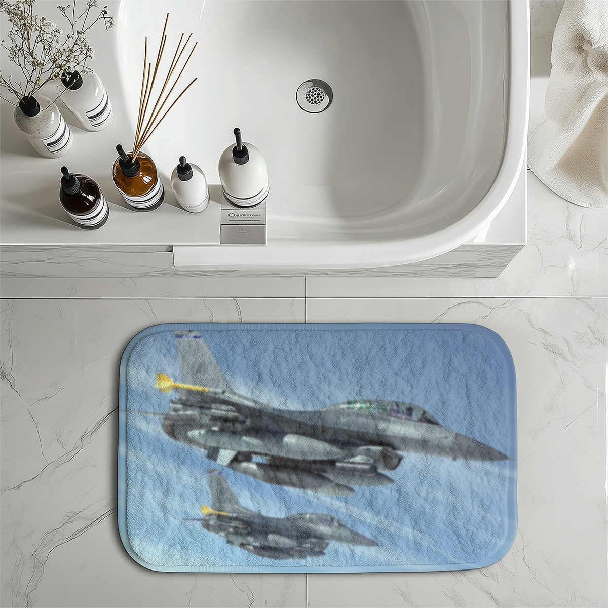 Two Fighting Falcon Designed Bath Mats