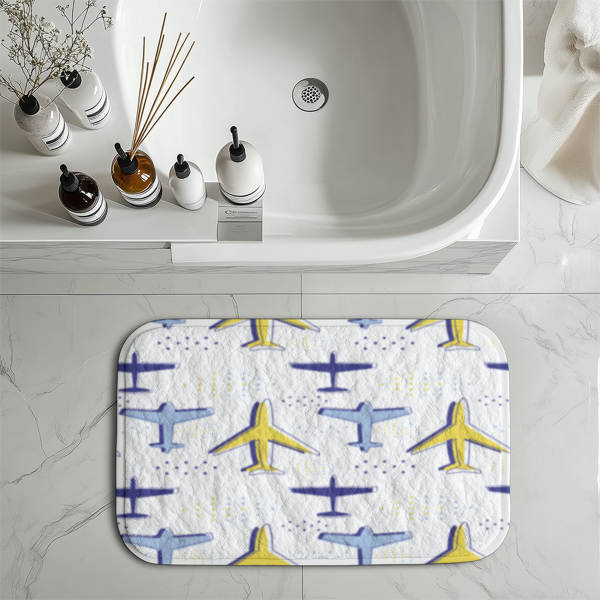 Very Colourful Airplanes Designed Bath Mats