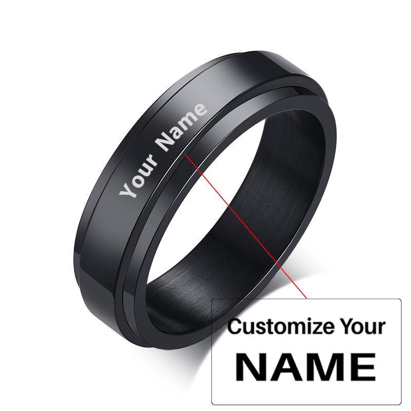 Your Custom Design & Image & Logo & Text Design  Rotating Stainless Steel Couple Ring