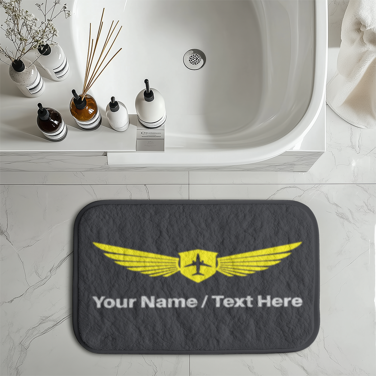 Customizable Name & Badge Designed Bath Mats