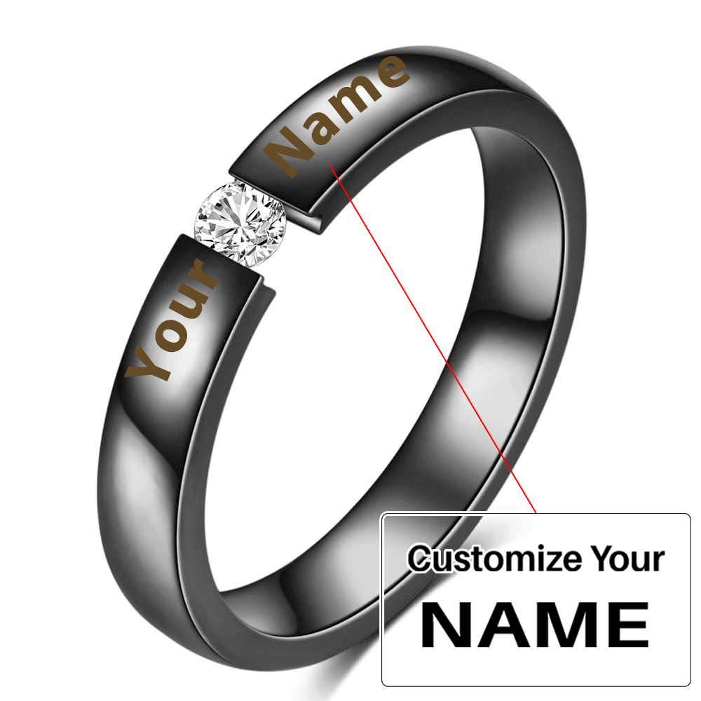 Your Custom Design & Image & Logo & Text Design  Simple And Stylish Smooth Diamond Studded Stainless Steel Ring