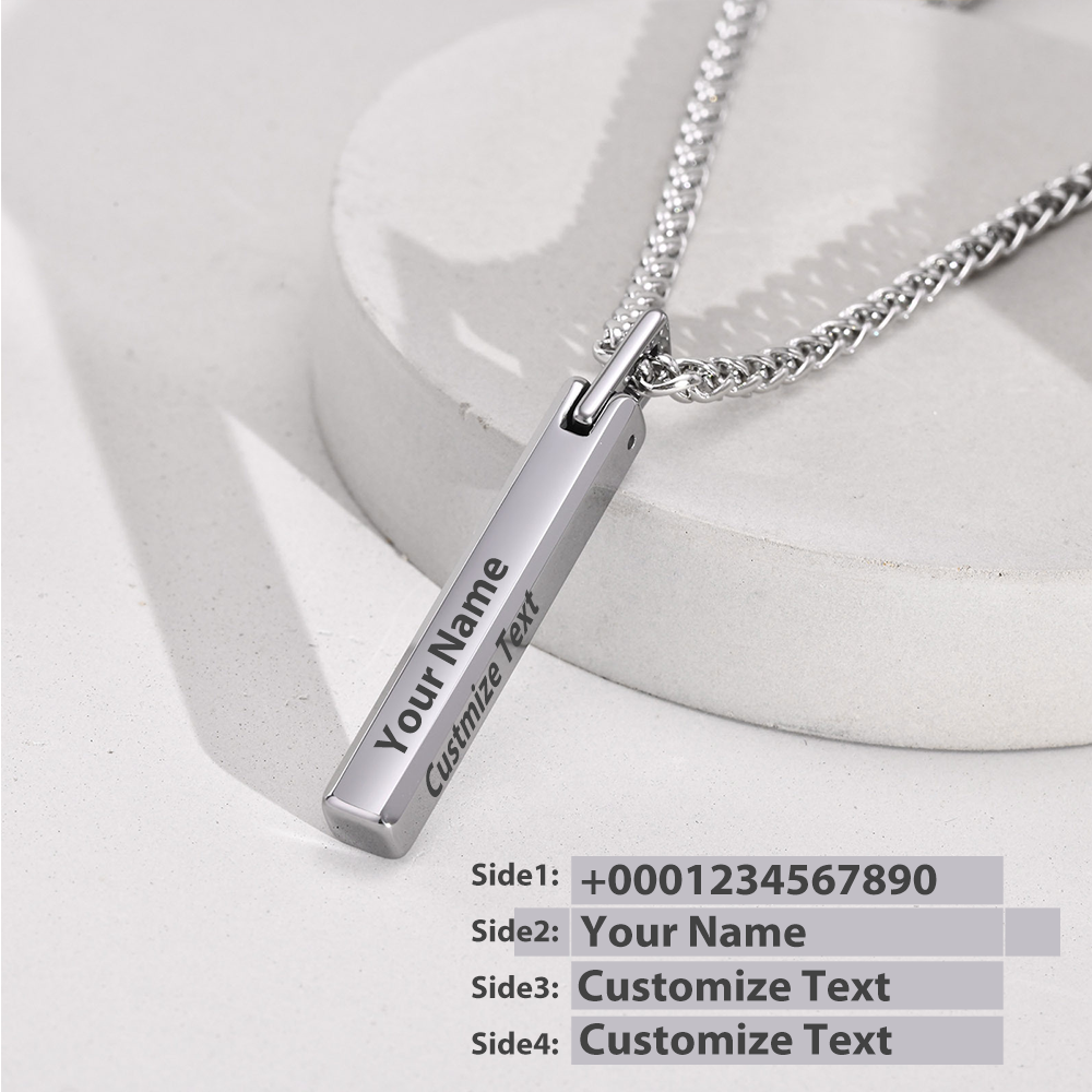 Your Custom Design & Image & Logo & Text Design  One word smooth necklace