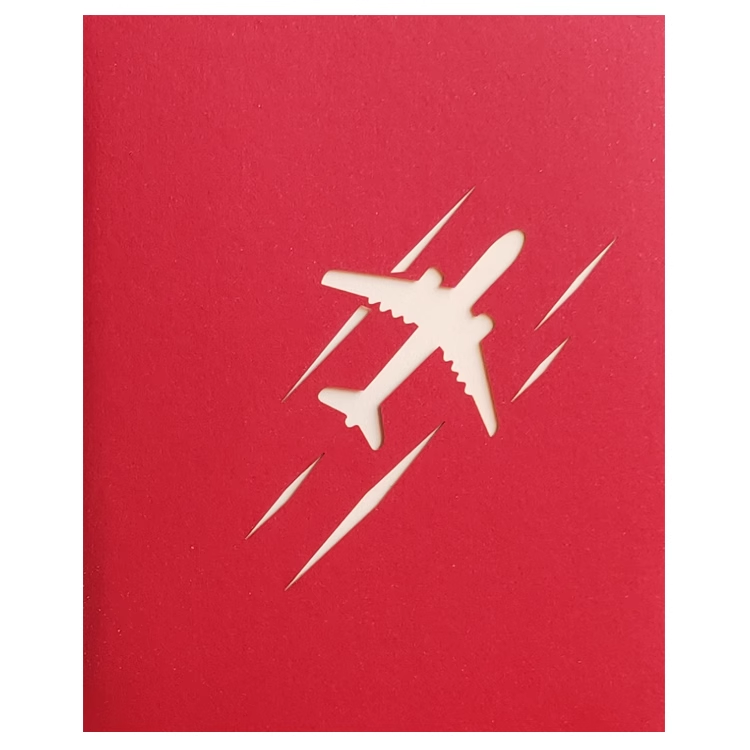 Airplane Red Paper Cuttings 3D greeting card