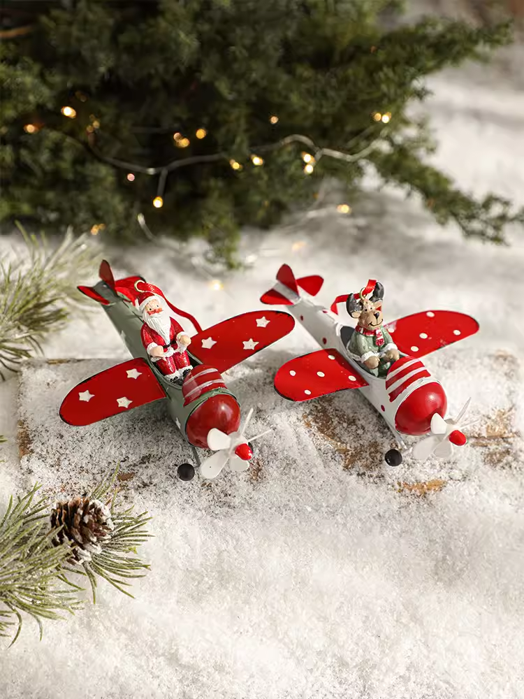 Flying Airplane Santa Claus  &Reindeer Claus  for Christmas Tree Didiseaon Ornaments