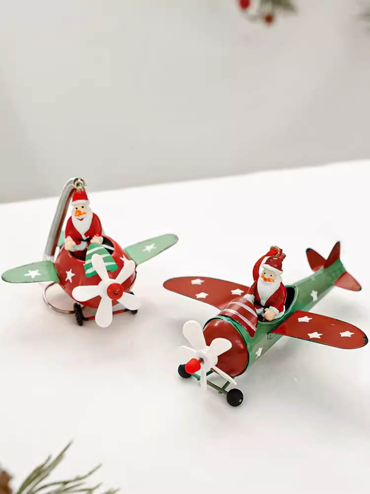 Flying Airplane Santa Claus  &Reindeer Claus  for Christmas Tree Didiseaon Ornaments