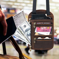 Thumbnail for Cowhide RFID Multi functional neck hanging passport bag