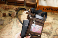 Thumbnail for Cowhide RFID Multi functional neck hanging passport bag