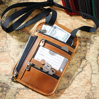 Thumbnail for Cowhide RFID Multi functional neck hanging passport bag