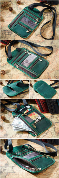 Thumbnail for Cowhide RFID Multi functional neck hanging passport bag