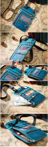 Thumbnail for Cowhide RFID Multi functional neck hanging passport bag