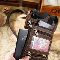 Thumbnail for Cowhide RFID Multi functional neck hanging passport bag