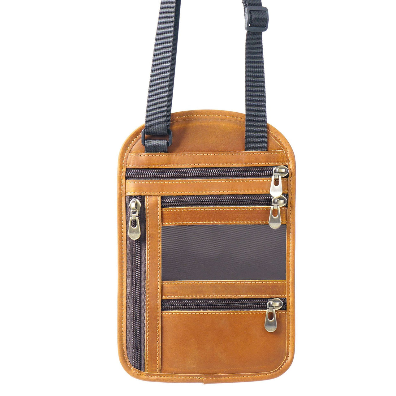 Cowhide RFID Multi functional neck hanging passport bag