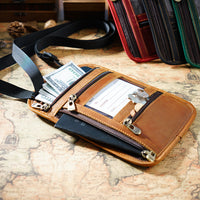 Thumbnail for Cowhide RFID Multi functional neck hanging passport bag