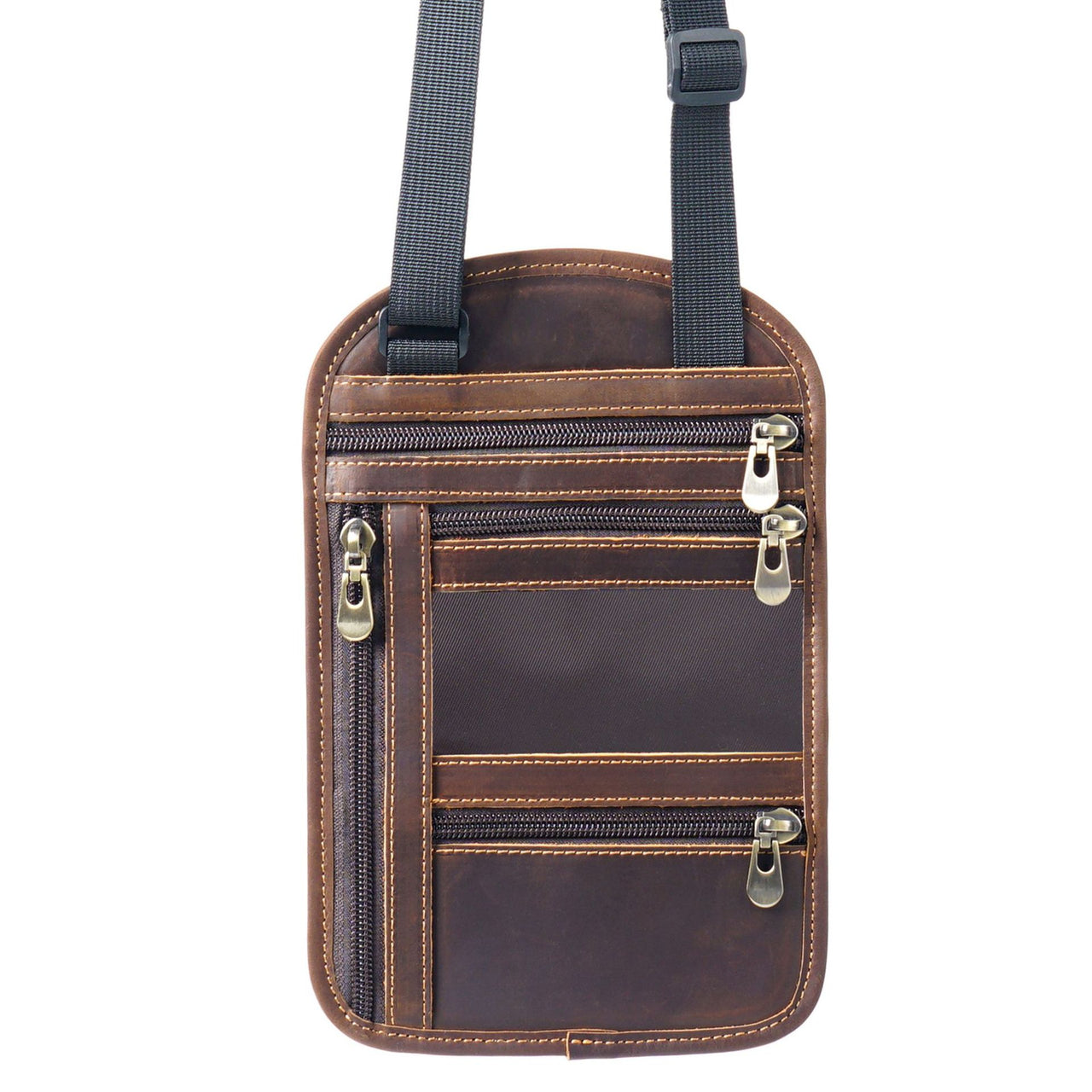 Cowhide RFID Multi functional neck hanging passport bag