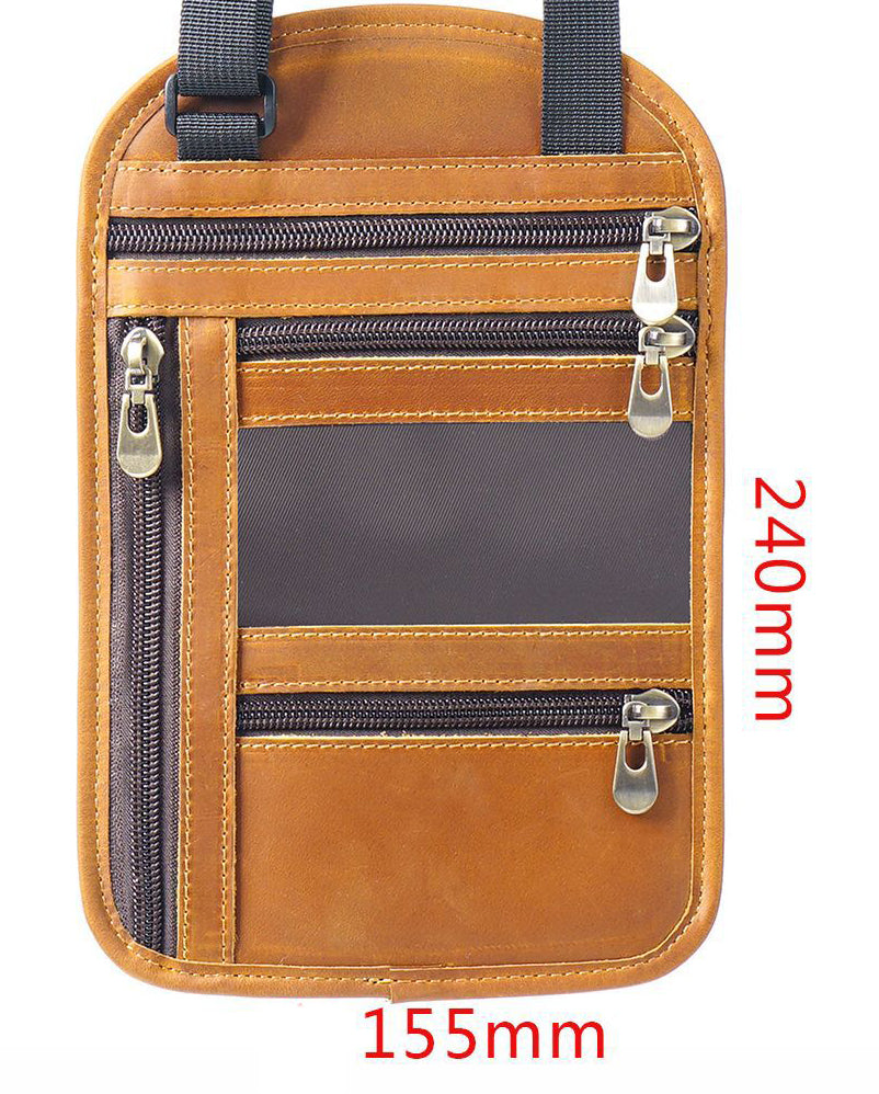 Cowhide RFID Multi functional neck hanging passport bag