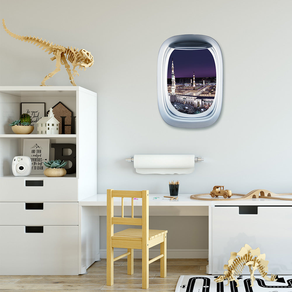 Airplane Window & Masjidal-Madinah Printed Wall Window Stickers