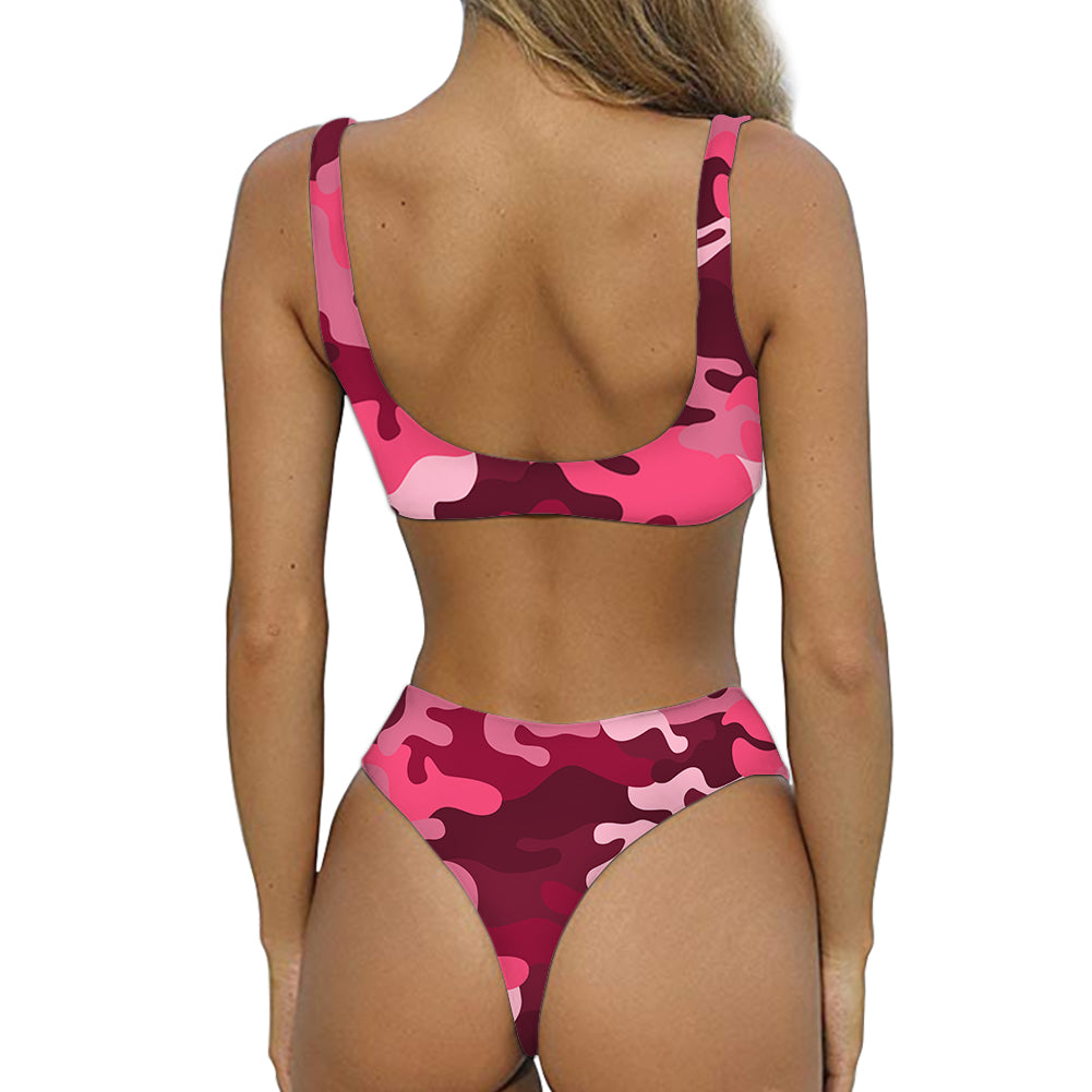 Military Camouflage Red Designed Women Sexy Bikini Set Swimsuit