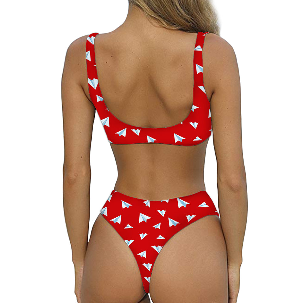 Paper Airplanes (Red) Designed Women Sexy Bikini Set Swimsuit