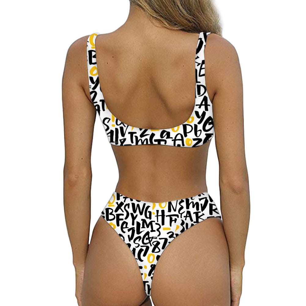 Mixed Letters Designed Women Sexy Bikini Set Swimsuit