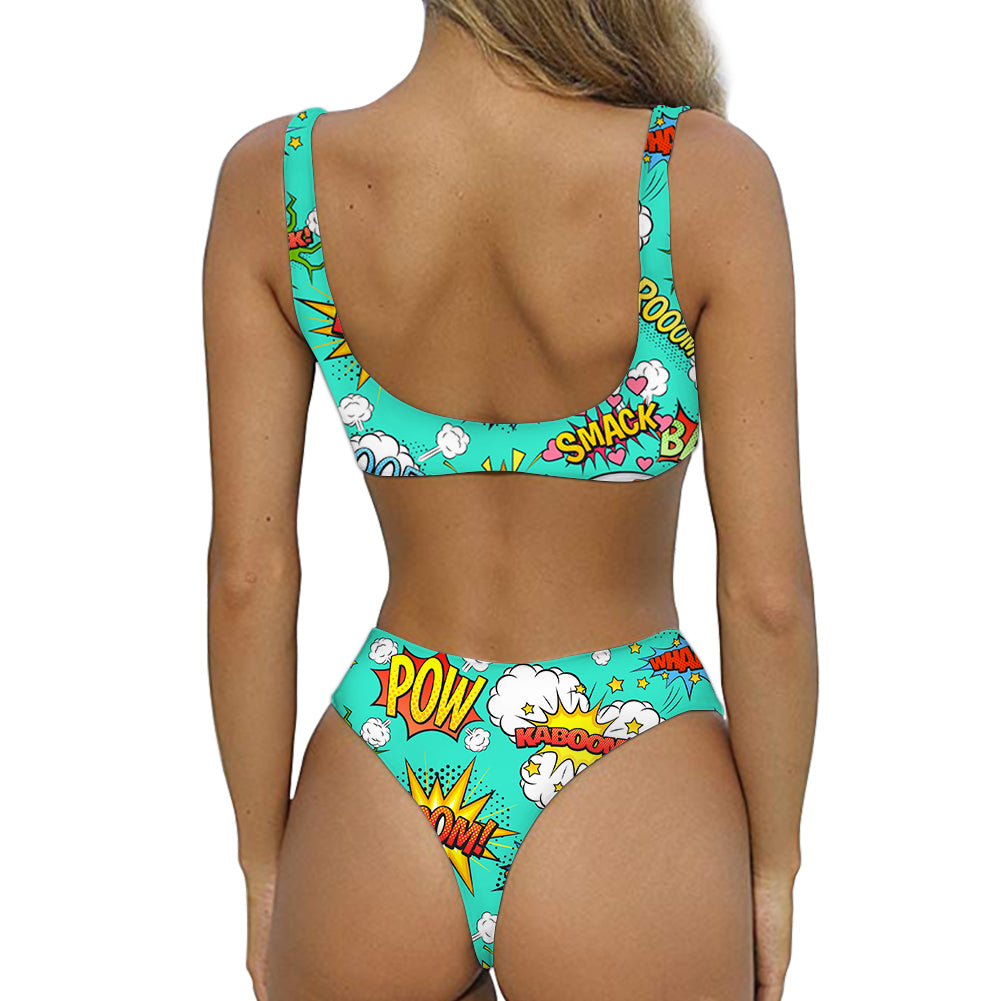 Mixed Comics Designed Women Sexy Bikini Set Swimsuit