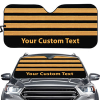 Thumbnail for Name & Golden Pilot Epaulettes (4,3,2 Lines) Designed Car Sun Shade