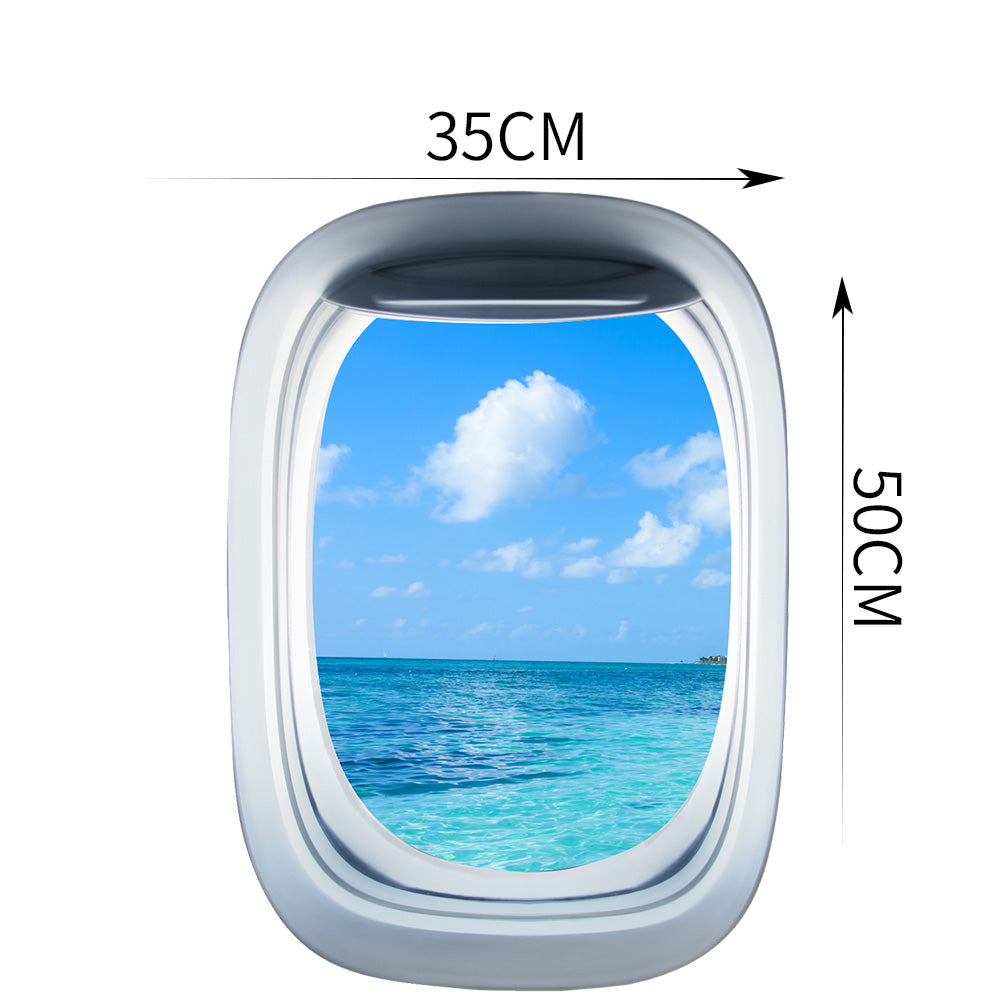 Airplane Window & Akumal Beach View Printed Wall Window Stickers