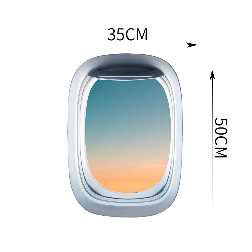 Airplane Window & The wing of an airplane with Sunrise Printed Wall Window Stickers