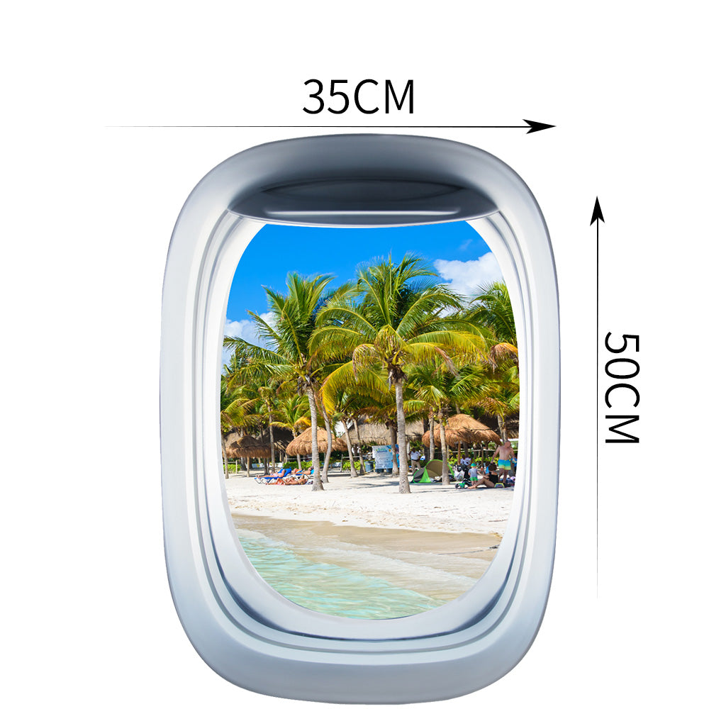 Airplane Window & Akumal Beach View Printed Wall Window Stickers