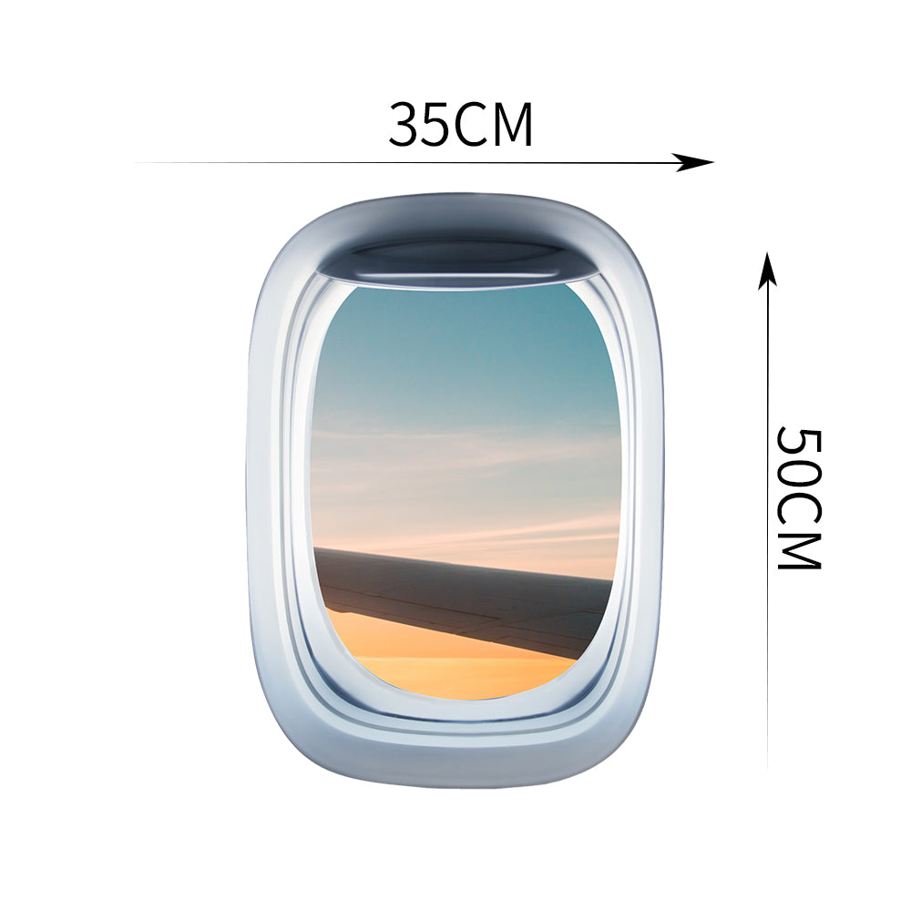 Airplane Window & The wing of an airplane with Sunrise Printed Wall Window Stickers