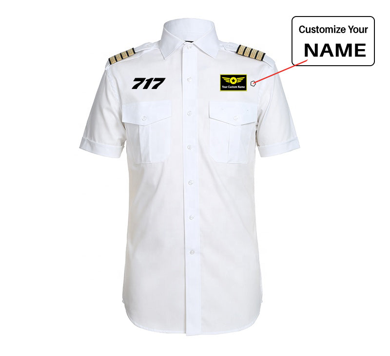 717 Flat Text Designed Pilot Shirts