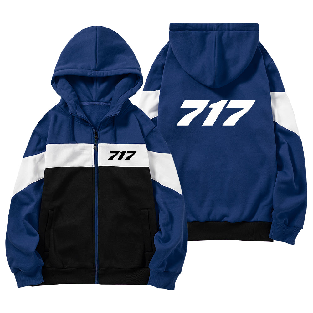 717 Flat Text Designed Colourful Zipped Hoodies