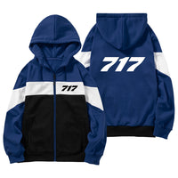 Thumbnail for 717 Flat Text Designed Colourful Zipped Hoodies