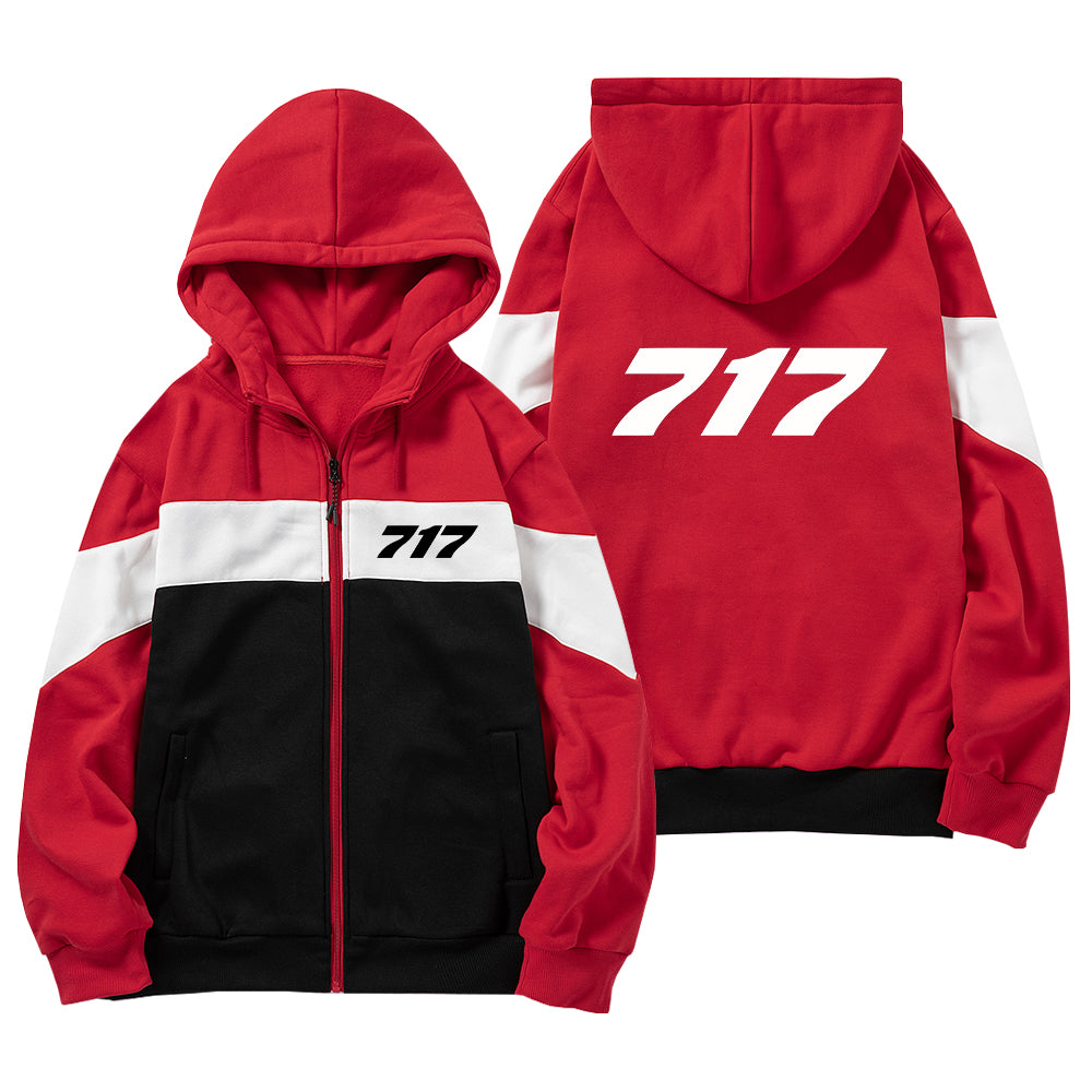 717 Flat Text Designed Colourful Zipped Hoodies