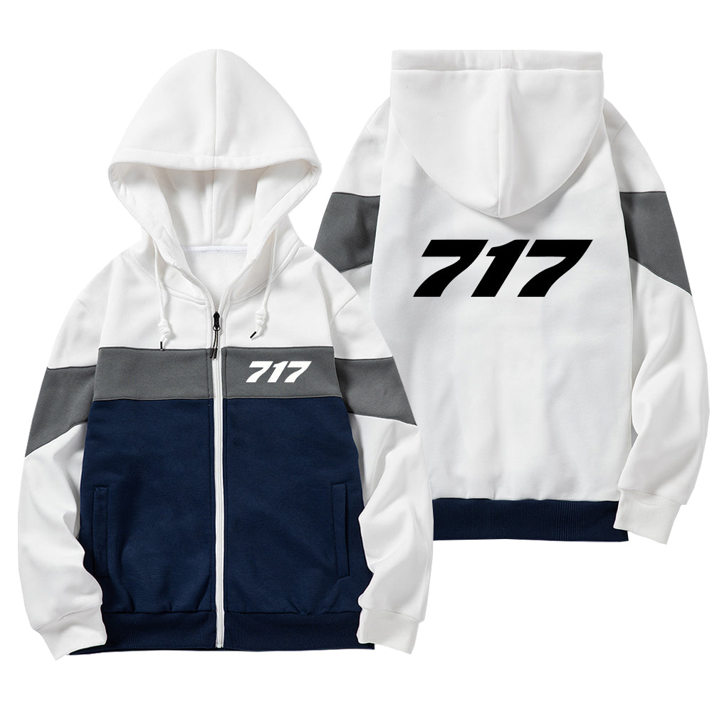 717 Flat Text Designed Colourful Zipped Hoodies