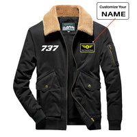 Thumbnail for 737 Flat Text Designed Thick Bomber Jackets