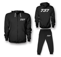 Thumbnail for 737 Flat Text Designed Zipped Hoodies & Sweatpants Set