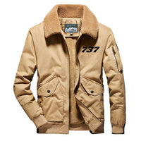 Thumbnail for 737 Flat Text Designed Thick Bomber Jackets