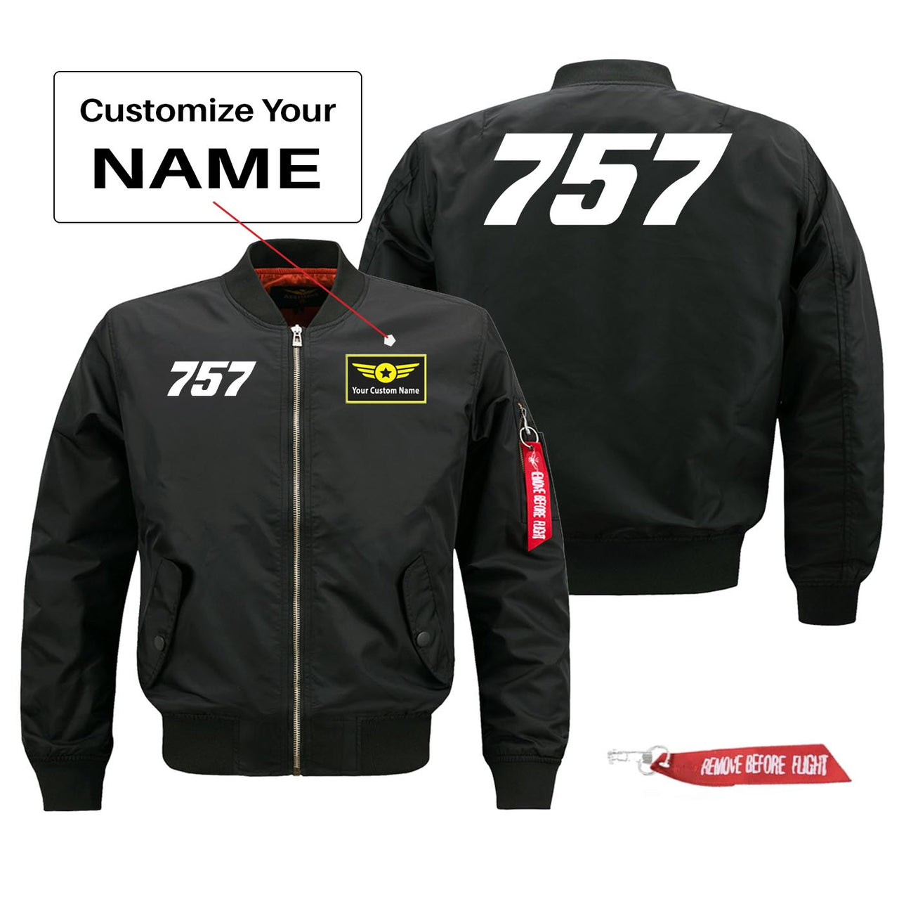 757 Flat Text Designed Pilot Jackets (Customizable)