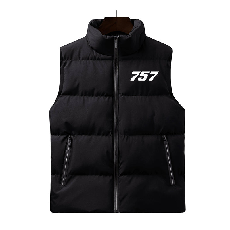 757 Flat Text Designed Puffy Vests