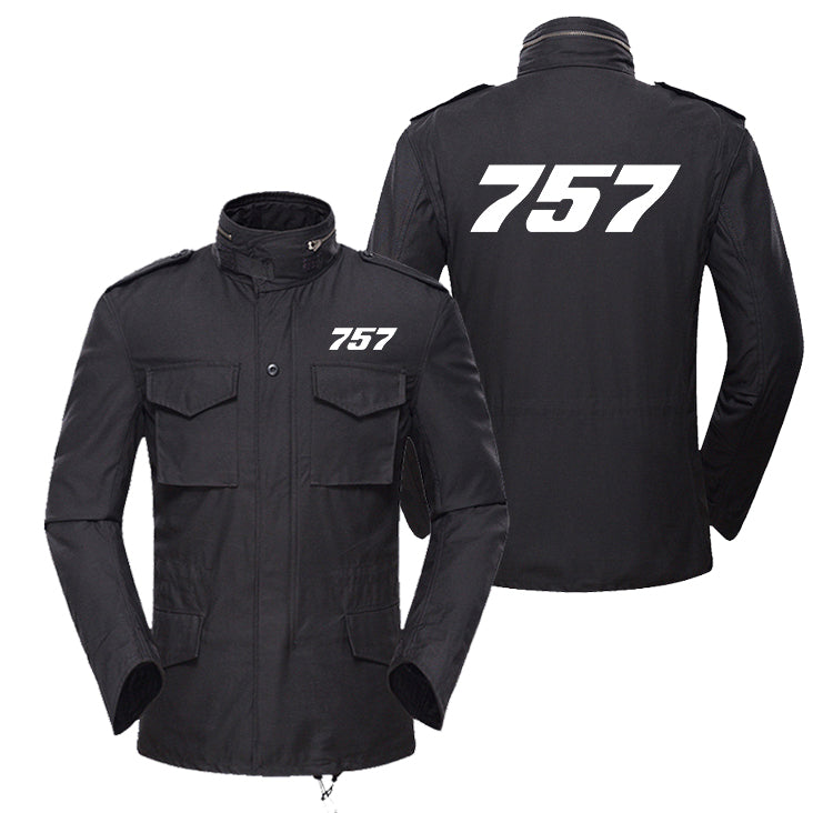 757 Flat Text Designed Military Coats