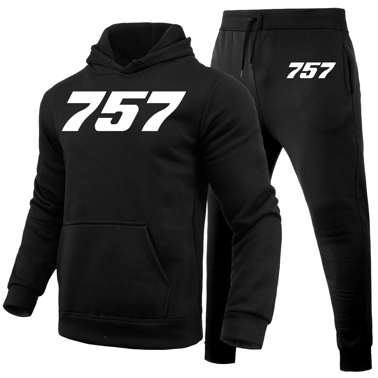 757 Flat Text Designed Hoodies & Sweatpants Set